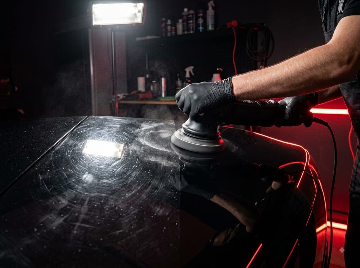 Paint correction and polishing removing swirl marks in Danbury, CT